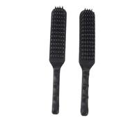 Baxnore 2PCS Heavy Duty Wire Scratch Brush 10 Inch Curved Handle Steel Bristle Cleaning Brush for Paint Removal on Machinery Equipment Tires Wood Metal Surfaces