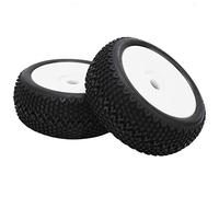 Baxnore 2PCS High Performance RC Rubber Tires with 17mm Hex Wheel Hubs Durable AllTerrain Tires for 1/8 Scale RC Crawler Vehicles Black or Red Options (White)