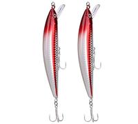 Baxnore 2PCS Lifelike Sinking Minnow Lure with 3D Eyes Tongue Plate Fishing Bait Tackle for Bass Trout Saltwater Freshwater Fishing ABS Material 102g (2#)