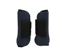 Baxnore 2Pcs PU Horse Leg Protection Boots with Cushioning Inner Pad Durable Elastic Horse Boots for Match Riding and Obstacle Jump Protection Hard Shell Front Leg Guards (Navy blue front legs Medium)