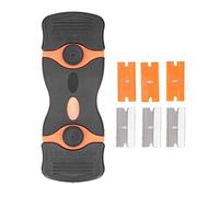 Baxnore 2PCS Scraper Tool with 6 Blades, Multi-Purpose Window & Glass Cleaner for Hob, Oven, Sticker Removal - ABS Handle, Safe for Kitchen, Bathroom (Black Orange)