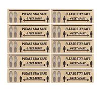 Baxnore 2Set Floor Sticker Safety Distance Sign Marker Warning Decal for Store Hospital Bright Self Adhesive Removable PVC Floor Markers 30x10cm 10pcs (B004)