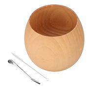Baxnore 300 ml Jujube Wood Tea Cup, Large Capacity Coffee Cup, Lightweight Wooden Cup, Wooden Tea Cup with Brush Spoon for Home Tea Shop