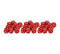 Baxnore 30Pcs 6 Sided Dice Set with White Number Dots Round Corner Plastic Game Dice for Board Games Math Teaching Classroom Activities Family Game Night (Red)