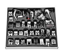 Baxnore 32PCS Metal Presser Feet Kit, Universal Walking Foot Set with Zipper Roller Cording Foot, Multi Functional Sewing Machine Accessories for Household Quilting Garment Craft