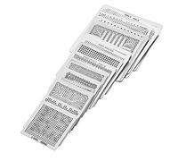 Baxnore 33PCS Reballing Rework Net, Stainless Steel BGA Stencils Template, BGA Reballing Stencils, BGA Heat Stencils for Communication Main Board