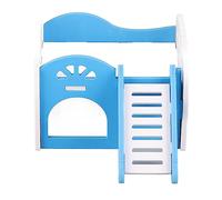 Baxnore 3Colors Hamster House Small Animal Cage Wood Plastic Plate EcoFriendly Durable 2 Layer Design with Stairs for Hamsters Guinea Pigs Blue Pink Green 6x4x4 Inches (Blue)