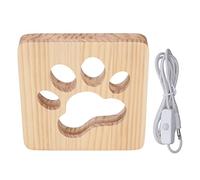 Baxnore 3D Cat Night Light Wooden Lamp Hollow Out Design USB Powered Portable Eye Protection LED Night Light for Bedroom Living Room Warm White Pine Wood 18.7cm with USB Cable