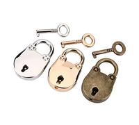 Baxnore 3Pcs Antique Padlock Set with Skeleton Keys Vintage Metal Bear Shaped Locks for Notebook Diary Jewelry Box Security Silver Gold Bronze Zinc Alloy 21x36mm