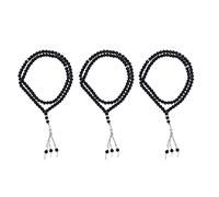 Baxnore 3Pcs Muslim Beads 99 Beads Tasbih Rosary Black Polished 8mm Smooth Surface for Meditation and Gift