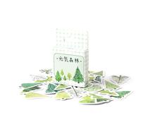 Baxnore 45PCS Green Forest Stickers, Forest Trees Stickers, Unique Decorative Tree Stickers, Forest Scrapbook Stickers, Decorative Paper for Scrapbooking Journaling