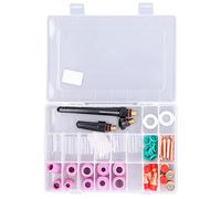 Baxnore 49Pcs TIG Welding Torch Accessory Kit WP17 WP18 WP26 Compatible Glass Cups Nozzles Collets Gas Lenses Washers for Argon Arc Welding Pipeline Repair Copper Quartz Constructi