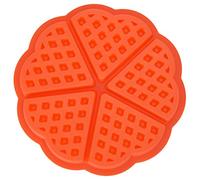 Baxnore 5 Cavity Silicone Waffle Mold Non Stick Reusable Baking Pan for Waffles Muffins Cakes Chocolate for Home Bakers Oven Safe Dishwasher Safe Freezer Safe Red Round Square 18.5 (Heart Shaped)