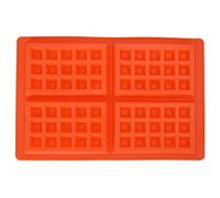 Baxnore 5 Cavity Silicone Waffle Mold Non Stick Reusable Baking Pan for Waffles Muffins Cakes Chocolate for Home Bakers Oven Safe Dishwasher Safe Freezer Safe Red Round Square 18.5 (4 squares)