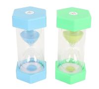 Baxnore 5 Minute Sand Timer 2PCS Hexagon Top Safe Plastic Sandglass Hourglass Timer for Kids Classroom Kitchen Time Management Tool Sky Blue Green