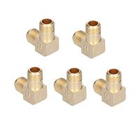 Baxnore 5 PCS 1/4" X 1/4" Air Compressor Elbow Fittings, 90 Degree Zinc Alloy Pneumatic Connectors, for Frequency Conversion Equipment, Gas and Hydraulic Systems (Copper Material)