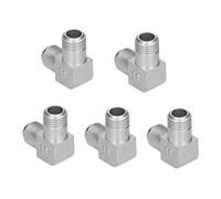 Baxnore 5 PCS 1/4" X 1/4" Air Compressor Elbow Fittings, 90 Degree Zinc Alloy Pneumatic Connectors, for Frequency Conversion Equipment, Gas and Hydraulic Systems (Copper Material) (Keyboard)