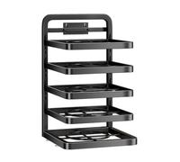 Baxnore 5 Tier Kitchen Countertop Shelf Organizer Detachable Height Adjustable Storage Rack for Prepared Food Hotpot Dishes Black Carbon Steel Space Saver