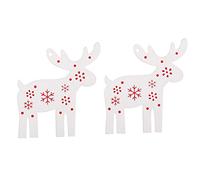 Baxnore 50 Pcs Wooden Pendant Hand Painted Decorative Ornaments DIY Craft Decor Wooden Charm Jewelry Making Supplies Christmas Tree Decorations Home Decor Wood Material Various Sha (White)