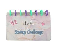 Baxnore 52 Week Savings Challenge Binder Budget Book Planner Money Saving Organizer with Cash Envelopes for Personal Finance Goals and Debt Freedom PVC Material