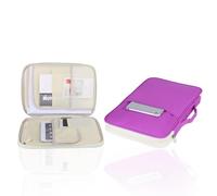 Baxnore 5colors A4 Document Bag, Business Zipped Portfolio with Handle, Travel Document Folder, A4 Art Folder Carry Case for Office Home School (Purple)