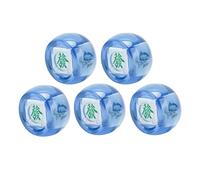 Baxnore 5Pcs Plastic Mahjong Wind Direction Dice Set East South West North Sphere Dice for Board Games Casino Parties and Digital Teaching Lightweight Portable Durable 2.2x2.2x2.2c (Transparent Blue)