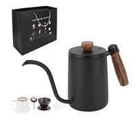 Baxnore 5Pcs Pour Over Coffee Maker Set Premium Hand Drip Coffee Brewing Kit With Glass Pot Stainless Steel Funnel Filter Papers Thermometer For Home Barista Coffee Enthusiasts (Black hand punch)