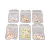 Baxnore 6PCS Colorful Glitter Seashell Nail Art Decoration Kit for DIY Manicure Professional Nail Design Accessories Gift Set for Women Girls Christmas Birthday Party Supplies Shel