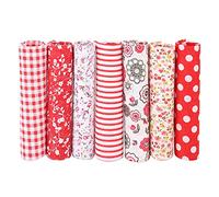 Baxnore 7PCS Cotton Batik Fabric Bundle, Multipurpose Sewing Craft Cloth for Projects, Cushion Covers Table Linens Patchwork Supplies (25 x 25 cm)