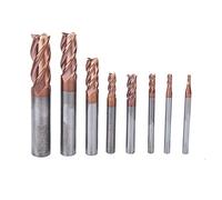 Baxnore 8 Piece Tungsten Steel End Mill Set with Nano Coating 4 Flutes 55HRC Milling for CNC Machines Stainless Steel Copper Cast Iron Processing Professional Grade Cutting Tools