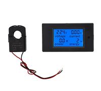 Baxnore AC Digital Multifunctional Power Monitor Voltage Current Energy Multimeter with Overload Alarm Backlit LCD Display for Home Electrical Monitoring 9x5x2.5cm