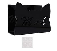 Baxnore Acrylic Mail Holder Organizer Cat Ear Shape Letter Stand Desk Storage for Home Office Premium Clear Plastic Document Sorter with Non Slip Base 5.9x2.2x3.9 Inches (Black)