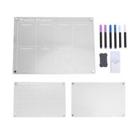 Baxnore Acrylic Planning Board Set 3 Piece Weekly Monthly Dry Erase Planner with 6 Pens Wipe Tool for Kitchen Office Home Organization 40x30cm Wall Calendar