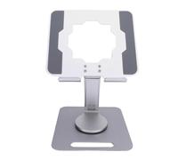Baxnore Adjustable Rotating Tablet Stand Foldable Aluminum Alloy Phone Holder for Desktop Watching Drawing Live Streaming Sturdy Lightweight Heat Dissipation (Silver)