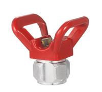 Baxnore Airless Spray Gun Nozzle Seat Guard Universal Flat Tip Protector for Paint Sprayer Replacement Accessory Metal and High Strength Plastic Red Blue G7/8-14 Thread for Airless (Red)