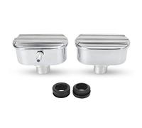 Baxnore Aluminum Valve Cover Breather PCV Combo Kit Finned Oval Polished 6100FP Replacement Part for Engine Bay Classic Cars Muscle Trucks Chrome Steel High Temperature Set
