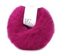Baxnore Angora Wool Yarn Soft Mohair Knitting Premium Warm Angola Mohair Fiber Blend for Scarves Shawls Sweaters Hats 12 Vibrant Colors 25g per Skein Hand Washable Anti Pilling (15 deep Rose red)