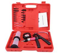 Baxnore Auto Hand Held Vacuum Pump Pressure Tester Kit Brake Bleeder Test Tool Set with Adapters Universal for Most Cars Durable Aluminum Anodized Cylinder Red Case 22pcs