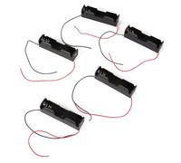 Baxnore Battery Holder Case 5 Pack Plastic Storage Box with Spring Clip Design and Wire Leads for DIY Electronics Projects Portable Secure Battery Organizer Black
