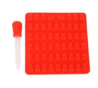 Baxnore Bear Shaped Silicone 53 Cavity Non Stick Baking for Gummy Candy Chocolate Cookie Ice Cube Making with Dropper Kitchen Baking Tool for Home Bakers (Red)
