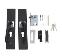 Baxnore Bedroom Lock Set Durable Interior Silent Door Lock with Solid Wood Handle for Home Bathroom Bedroom Aluminium Alloy Black 789g