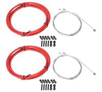 Baxnore Bicycle Brake Shift Cable Housing Set Premium Derailleur Kits Universal Bike Cable Wire Brake Line for Mountain Road Bikes High Carbon Steel Spiral Steel Black White Blue R (Red)