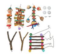 Baxnore Bird Toys, 6PCS Parakeet Chew Set, Corn Leaf Swings Nut Foragers with Untreated Wood for Pet Birds 15 24cm Cage Accessories