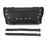 Baxnore Black PU Leather Motorcycle Motorbike Front Rear Fork Tool Bag Handlebar Bags Luggage Saddlebag