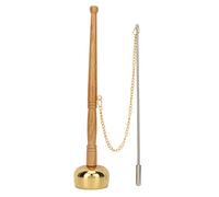 Baxnore Buddhist Brass Hand Bell with Wooden Handle Meditation Instrument Sacred Sound Tool for Chanting Spiritual Practice 10.3 Inch Religious Implement