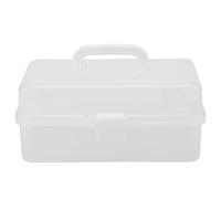 Baxnore Carry Plastic Storage Box, 3 Layers Plastic Sewing Craft Box with Handle, Foldable Tote Box, Art Supply Storage Box for Home Office Organization