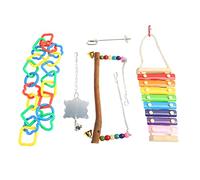 Baxnore Chicken Toys Set Colorful Interactive Swing Mirror Chewing Foraging Toys for Pet Chicken Coop Stainless Steel Iron Wood Plastic 5Pcs