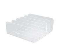 Baxnore Clear Desktop File Organizer, Multi Compartment Office Document Sorter with Non Slip Base, Quick Access Letter Folder Rack Holder for Home Organization Multifunction Mail M