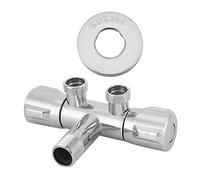 Baxnore Copper Double Switch Outlet Angle Valve Toilet Bidet Shower Faucet Bathroom Accessories G1 2 Inch Durable Water Valve with Rotating Handle for Home Bathroom Wall Installati