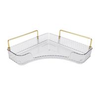 Baxnore Corner Counter Organizer Tray Large Capacity Multifunction Space Saving Corner Storage Tray for Cosmetics Skin Care Supplies (Transparent)